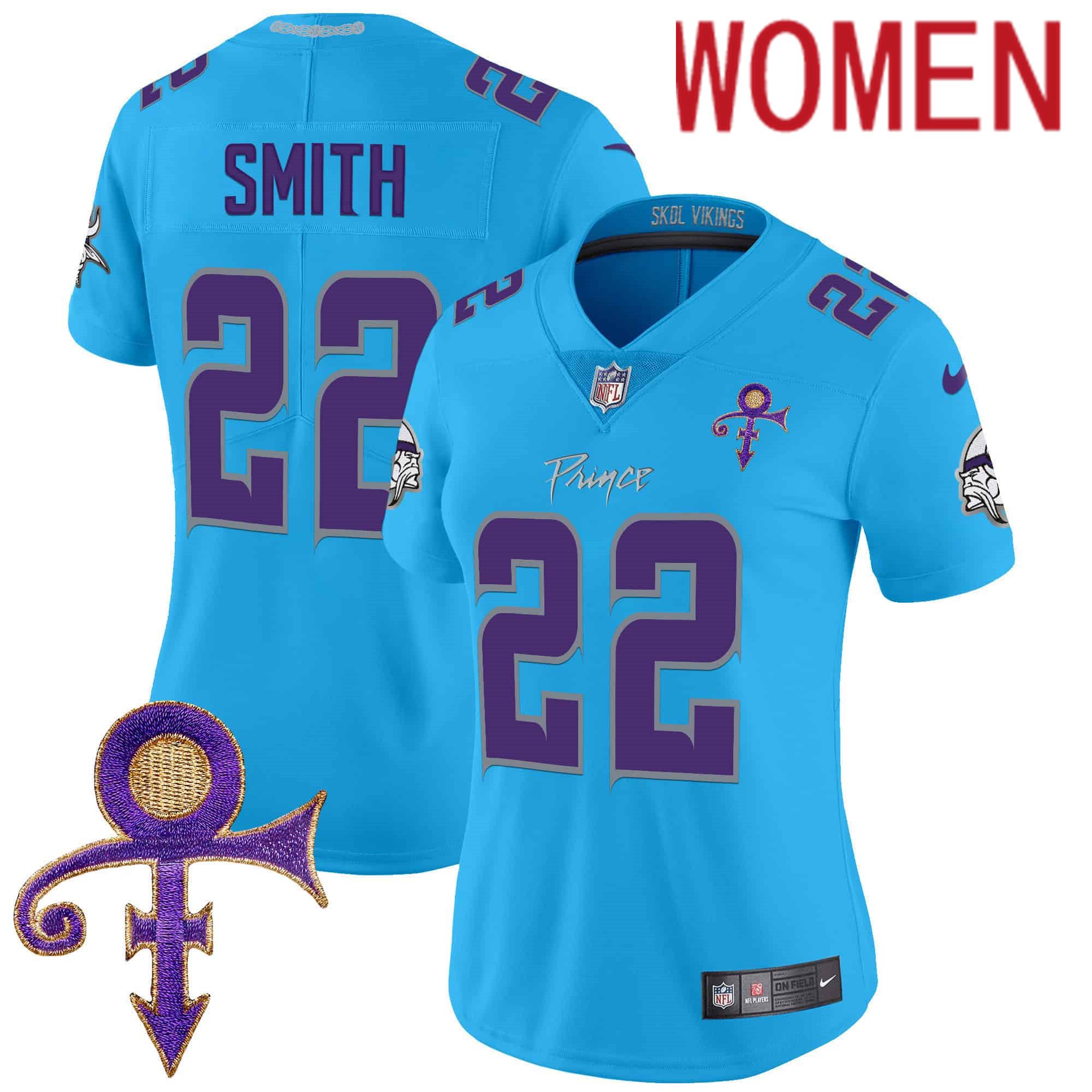 Women Minnesota Vikings #22 Smith Light Blue 2024 Nike Prince Vapor Limited NFL Jersey->women nfl jersey->Women Jersey